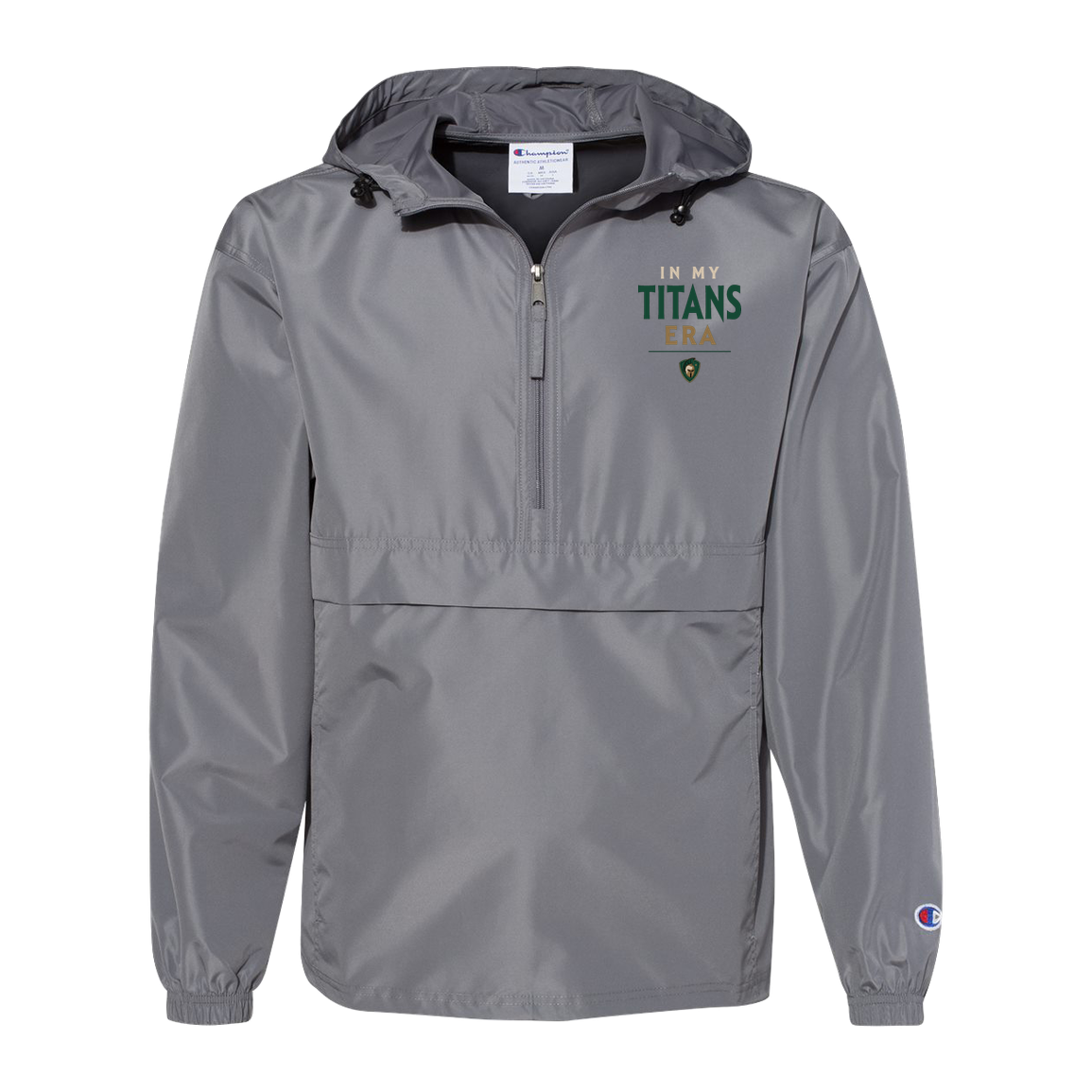 tc-titans-in-my-titans-era-champion-unisex-packable-anorak-jacket — Graphite — Front — source sha256 7c15b9b69a86d50342aa8dd94e2282e8f54c654f977b4e671c8af3f312ed2956 — Color position 2