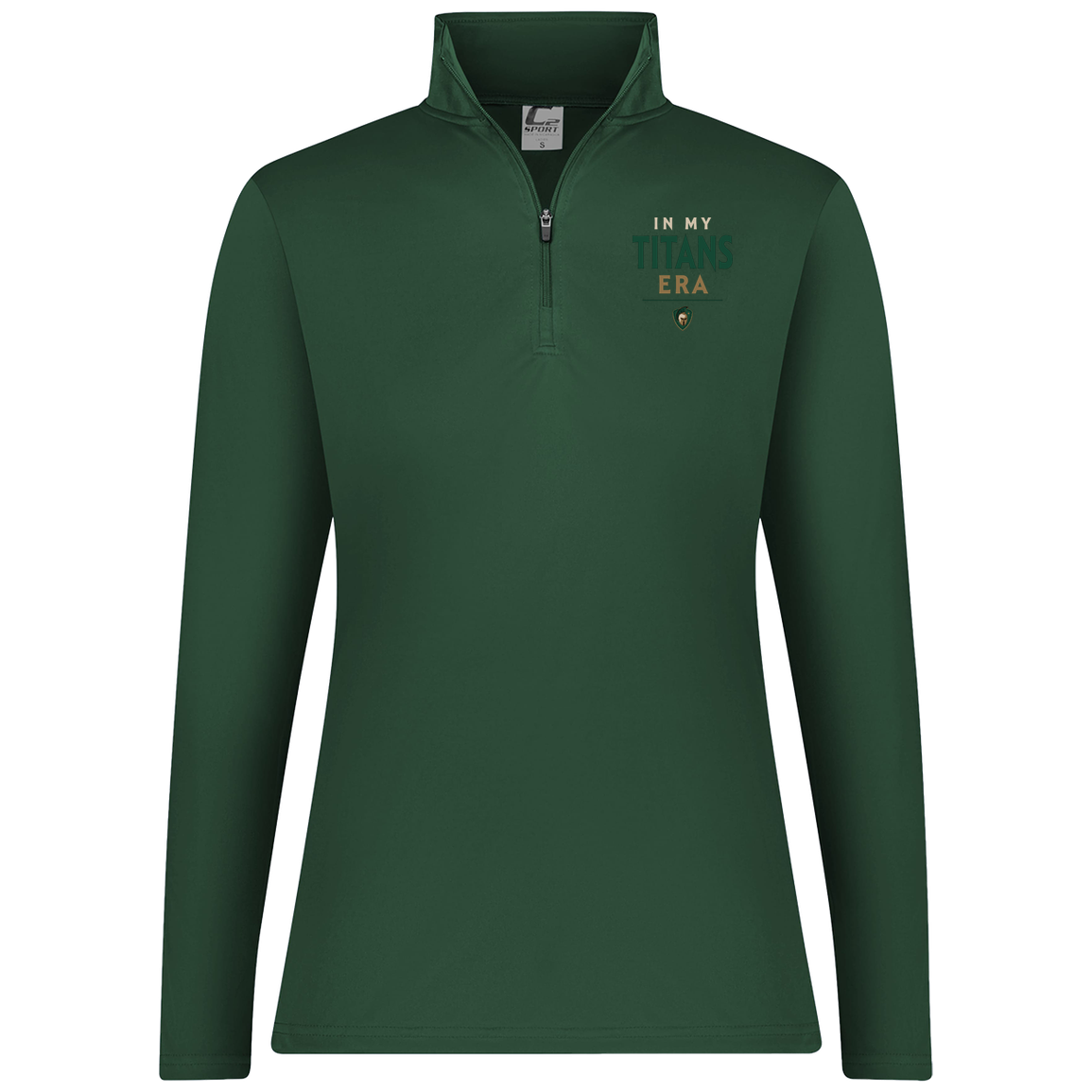 tc-titans-in-my-titans-era-c2-womens-1-4-zip-pullover — Dark Green — Front — source sha256 bc8bcfb664e00272bd7bbac9094e9959bb83d625c4fd33e7ba358f88a90fb2bb — Color position 5