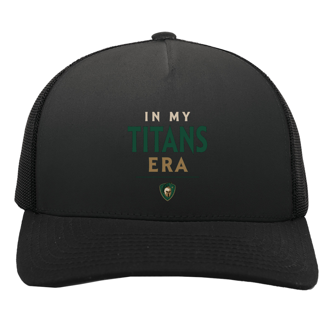tc-titans-in-my-titans-era-pacific-headwear-5-panel-trucker-snapback-cap — Black/Black — Front — source sha256 d2e2f4afe427d2da84231f05df501b4dbe572ca222d48dcf647e086f3a4ff147 — Color position 3