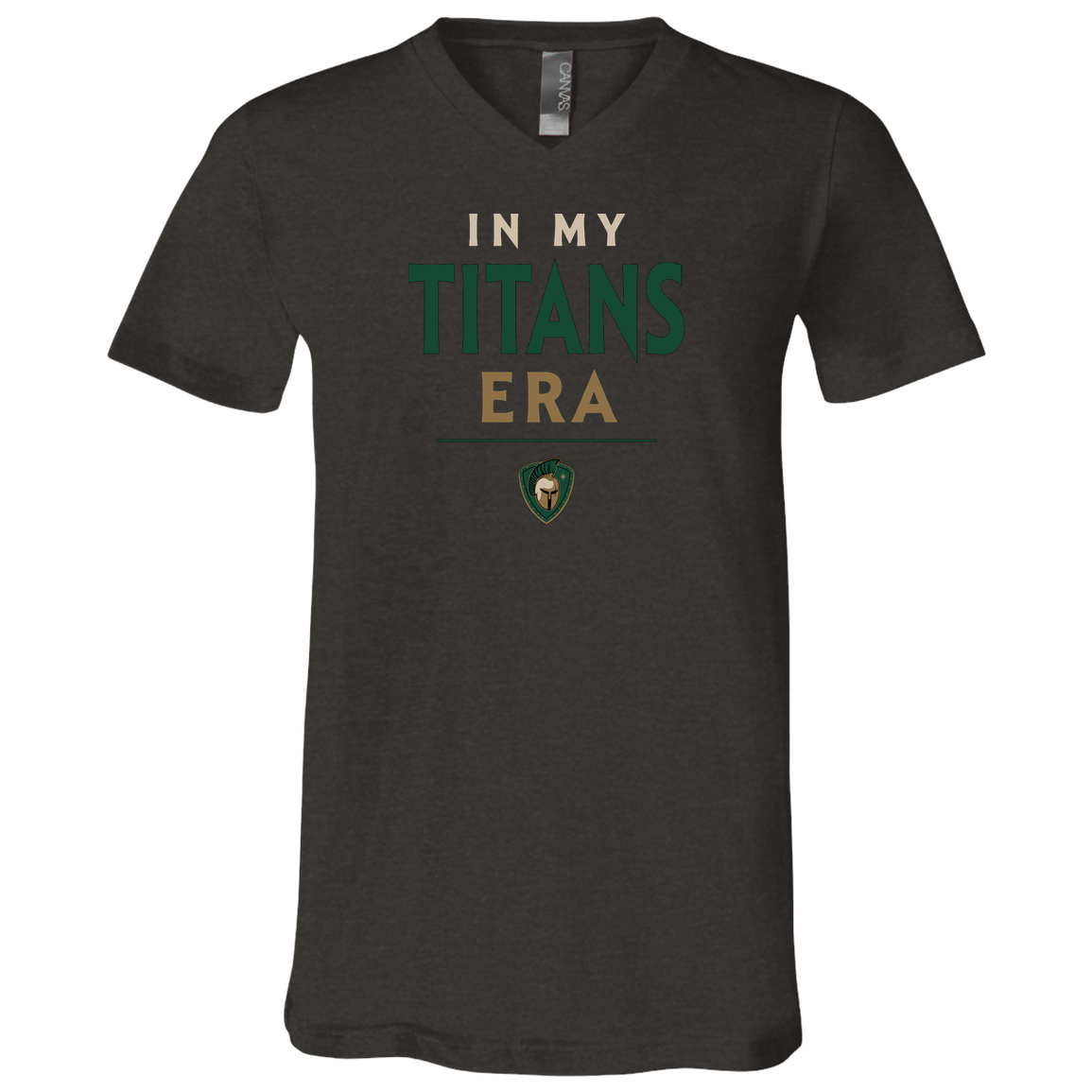 tc-titans-in-my-titans-era-bella-canvas-unisex-jersey-ss-v-neck-t-shirt — Dark Grey Heather — Front — source sha256 d7c540bb1310aa170ff2f58c20d88b22e0324ce4565b1a04f9f2a66a65a55d64 — Color position 3