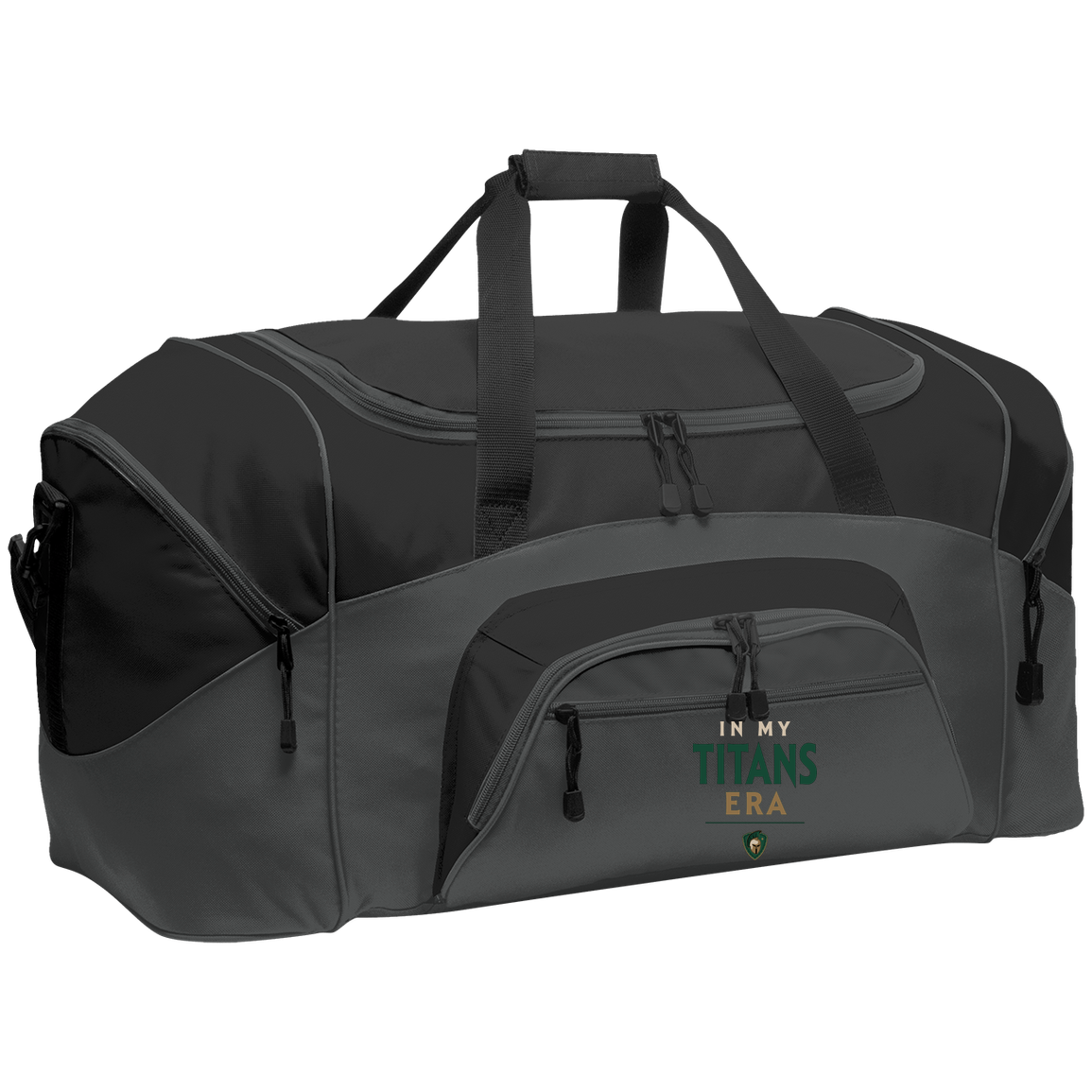 tc-titans-in-my-titans-era-port-company-sport-duffel — Dark Charcoal/Black — Front — source sha256 ec5515e7b94910ba5fb6dfa37b01959c93c2d69f81da40758d318ea67120567c — Color position 2