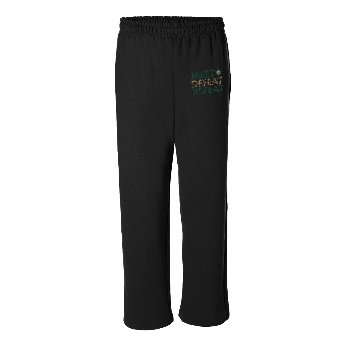 tc-titans-meet-defeat-repeat-gildan-adult-heavy-blend-open-bottom-pant — Black — Front — source sha256 0712b1b1d292f57a39c9cdd11fa5d15efa30d335718a5eb297658f599f72ae58 — Color position 1