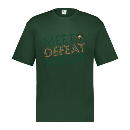 tc-titans-meet-defeat-repeat-c2-mens-performance-short-sleeve-tee — Dark Green — Front — source sha256 0ae23729aa927402b92b23aa449b2623a378c4b0c3666d3c9ffc77358e430f23 — Color position 5