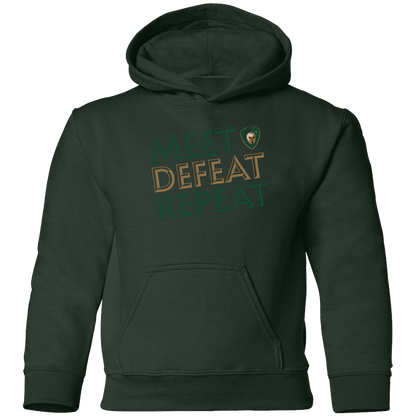 tc-titans-meet-defeat-repeat-gildan-youth-pullover-hoodie — Forest Green — Front — source sha256 18de01bab302c95b4b95ed03262bee941045e4289533a9d1c8ef8033f9aaf201 — Color position 5