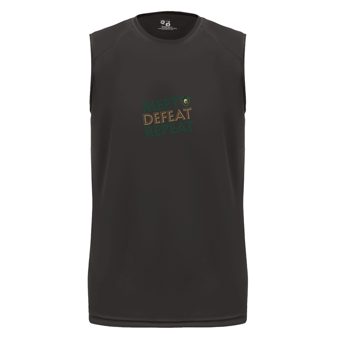 tc-titans-meet-defeat-repeat-badger-b-core-sleeveless-performance-tee — Black — Front — source sha256 20eaeb6b3833ff9df1929e4ed13ffac1d3279a044d9fd524abc302ef416b762b — Color position 1