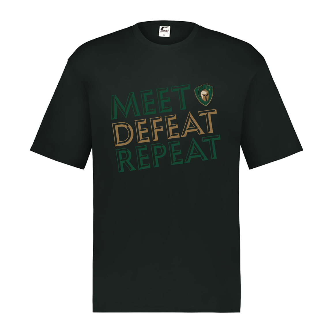tc-titans-meet-defeat-repeat-c2-mens-performance-short-sleeve-tee — Black — Front — source sha256 2e541416ba5c96cf1f1158e45094f8df6007aa96876019b659d6d937c2cd99aa — Color position 1