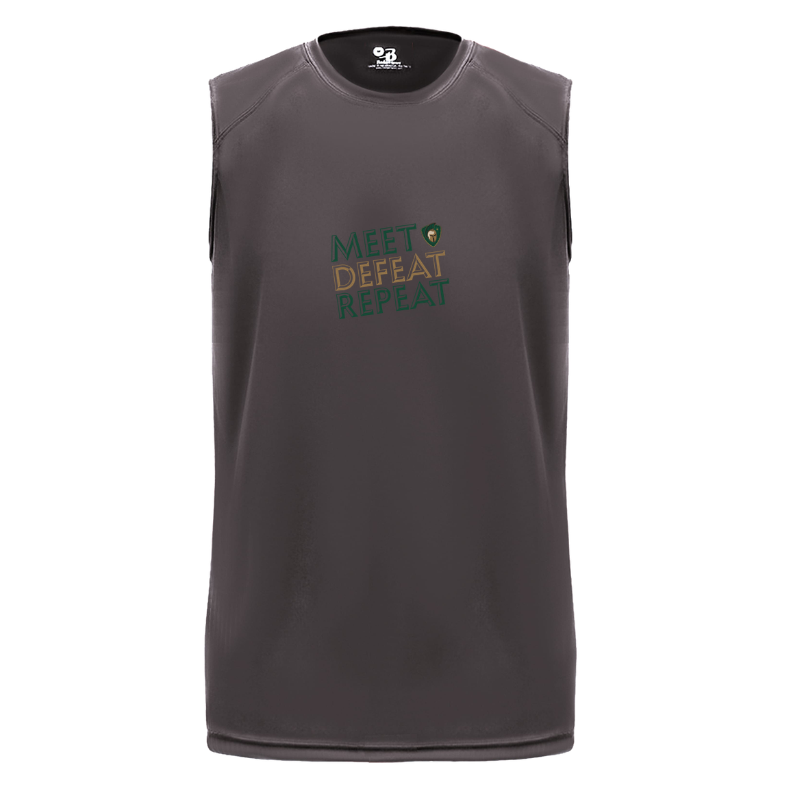 tc-titans-meet-defeat-repeat-badger-b-core-sleeveless-performance-tee — Graphite — Front — source sha256 2ff178114c4c9e58911aa32352d141bac121d45ef5406b1d097df5ceb8b0ac27 — Color position 2