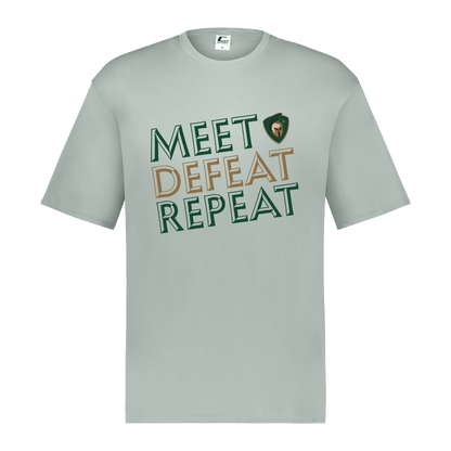 tc-titans-meet-defeat-repeat-c2-mens-performance-short-sleeve-tee — Silver — Front — source sha256 348805fbcee4656e2456189a6c559aec89178a166e0b5462b19a9c3eebc85391 — Color position 3