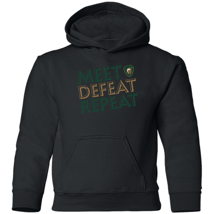 tc-titans-meet-defeat-repeat-gildan-youth-pullover-hoodie — Black — Front — source sha256 620c2d037ead27db36fdd615f6fc2318f9edbcfd0c8f8a6c3ebb5e5da65c439e — Color position 3