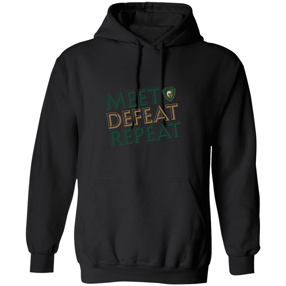 tc-titans-meet-defeat-repeat-gildan-pullover-hoodie — Black — Front — source sha256 76328f412fc4cbecbd1331cdc6149bff684801914587040bce0ed22b225a71b8 — Color position 5