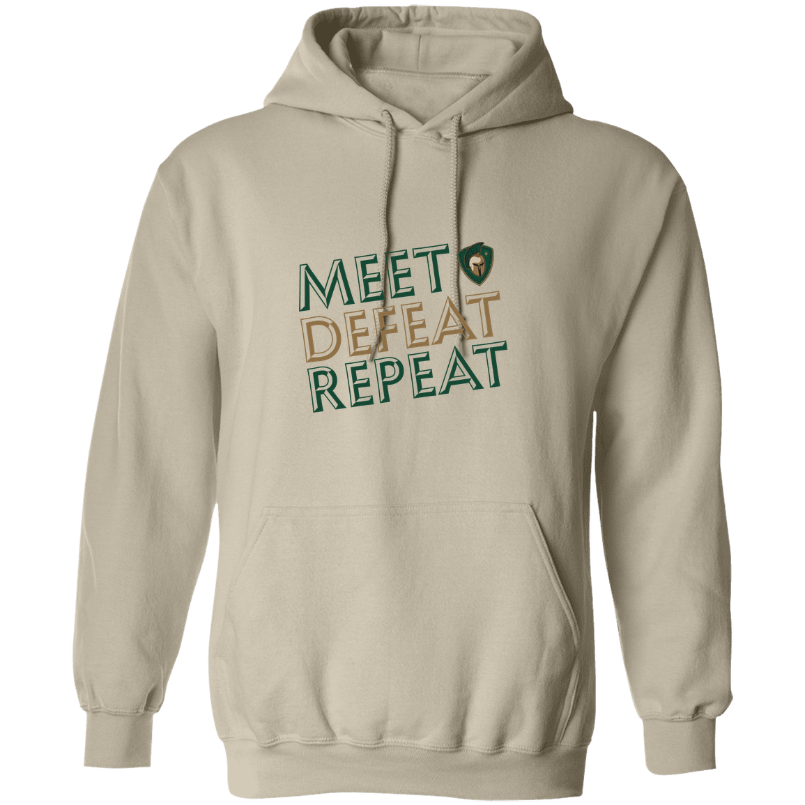 tc-titans-meet-defeat-repeat-gildan-pullover-hoodie — Sand — Front — source sha256 a1dc4de986d4dc3cd453bfec1e0875e9b8566d7021982c0ac6442f0028d08dab — Color position 1