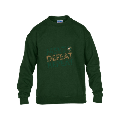 tc-titans-meet-defeat-repeat-gildan-kids-heavy-blend-fleece-crew — Forest Green — Front — source sha256 b91a57625375713c9996251ad2c1b3a3c1629821421567daa5df78df59d1af91 — Color position 5