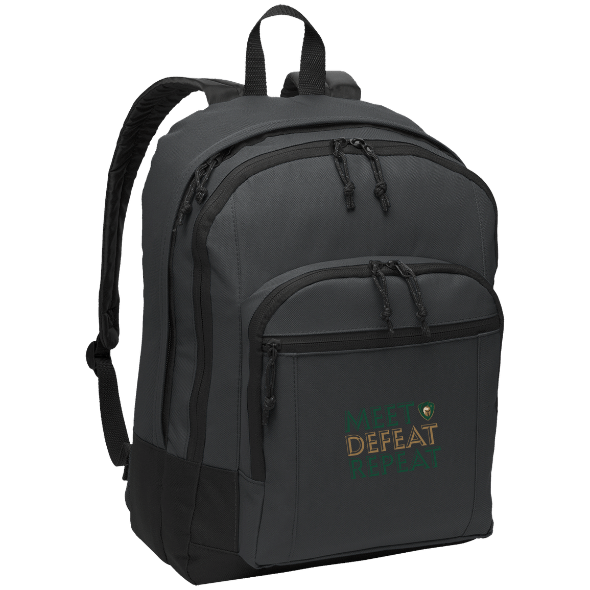 tc-titans-meet-defeat-repeat-port-authority-basic-backpack — Dark Charcoal — Front — source sha256 dcb426675cc39ceba60665a41e40e68776ae5b7dc78309ab4e6cb738cbd171ec — Color position 2