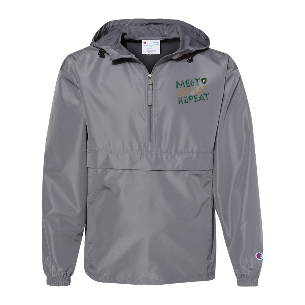 tc-titans-meet-defeat-repeat-champion-unisex-packable-anorak-jacket — Graphite — Front — source sha256 e0232ab314369ee684b5ae17a34d1007d750dbec2bdde91ce0e686e4e82598d2 — Color position 2