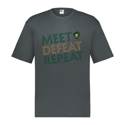 tc-titans-meet-defeat-repeat-c2-mens-performance-short-sleeve-tee — Graphite — Front — source sha256 e522f305afbfcf793a8a6b573b5527852ce317c3c74494bd191ee655b1893100 — Color position 2