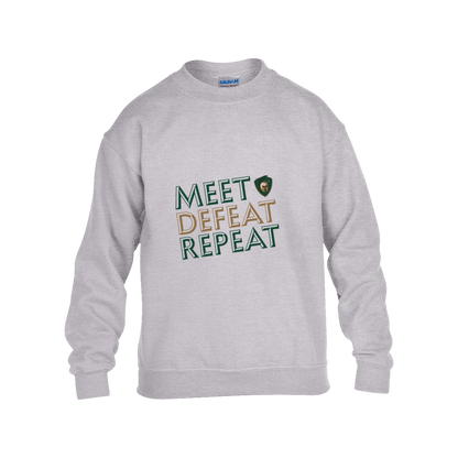 tc-titans-meet-defeat-repeat-gildan-kids-heavy-blend-fleece-crew — Grey — Front — source sha256 e97b45a16a36c51c89dcf7e738b9fa78cb7fe384ec03ff0e983552401d110179 — Color position 3