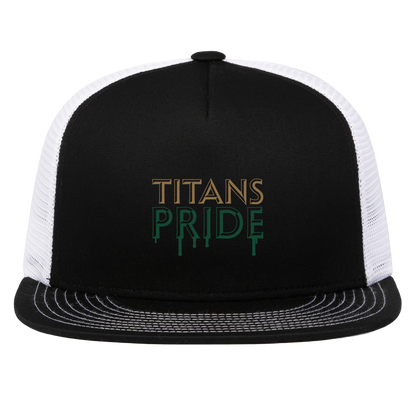 tc-titans-pride-drip-pacific-headwear-d-series-5-panel-trucker-snapback-cap — Black/White — Front — source sha256 c9d6e92da4389ee2d87e6011c1398ce0351fd702e8c31161645fe74e443a54e3 — Color position 2
