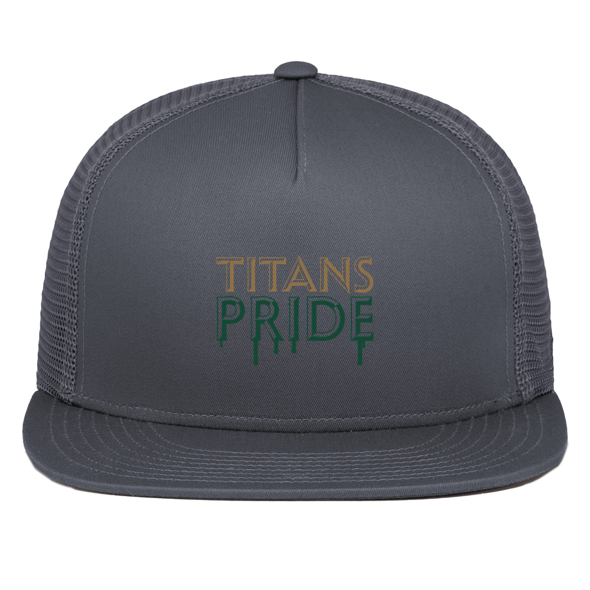 tc-titans-pride-drip-pacific-headwear-d-series-5-panel-trucker-snapback-cap — Graphite — Front — source sha256 f7a1ef142992683da0af854e17d5880a0fad1e388c1e58651b8d4dc55d229426 — Color position 3