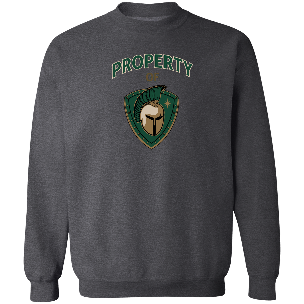 tc-titans-property-of-titans-gildan-crewneck-pullover-sweatshirt — Dark Heather — Front — source sha256 08dad569e2a32454da3bb39d9dcd02eec737daebf20fe43a544dee4db22cfc99 — Color position 6