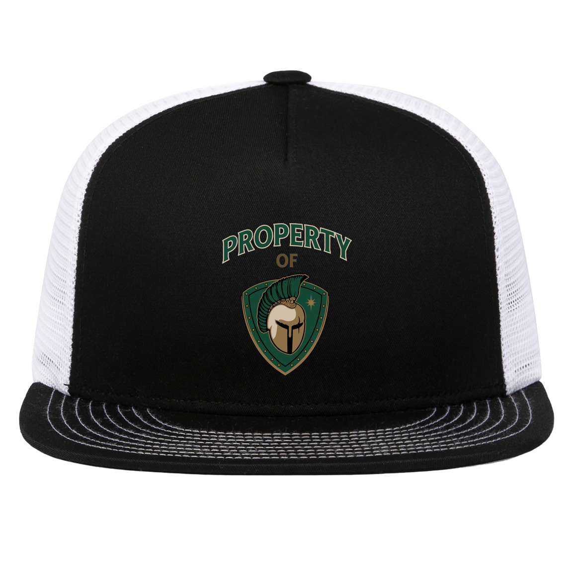 tc-titans-property-of-titans-pacific-headwear-d-series-5-panel-trucker-snapback-cap — Black/White — Front — source sha256 811f0e6cd631249b32b08eb28680c77e1d4864f3995e79e550179d835d5cd9a6 — Color position 2