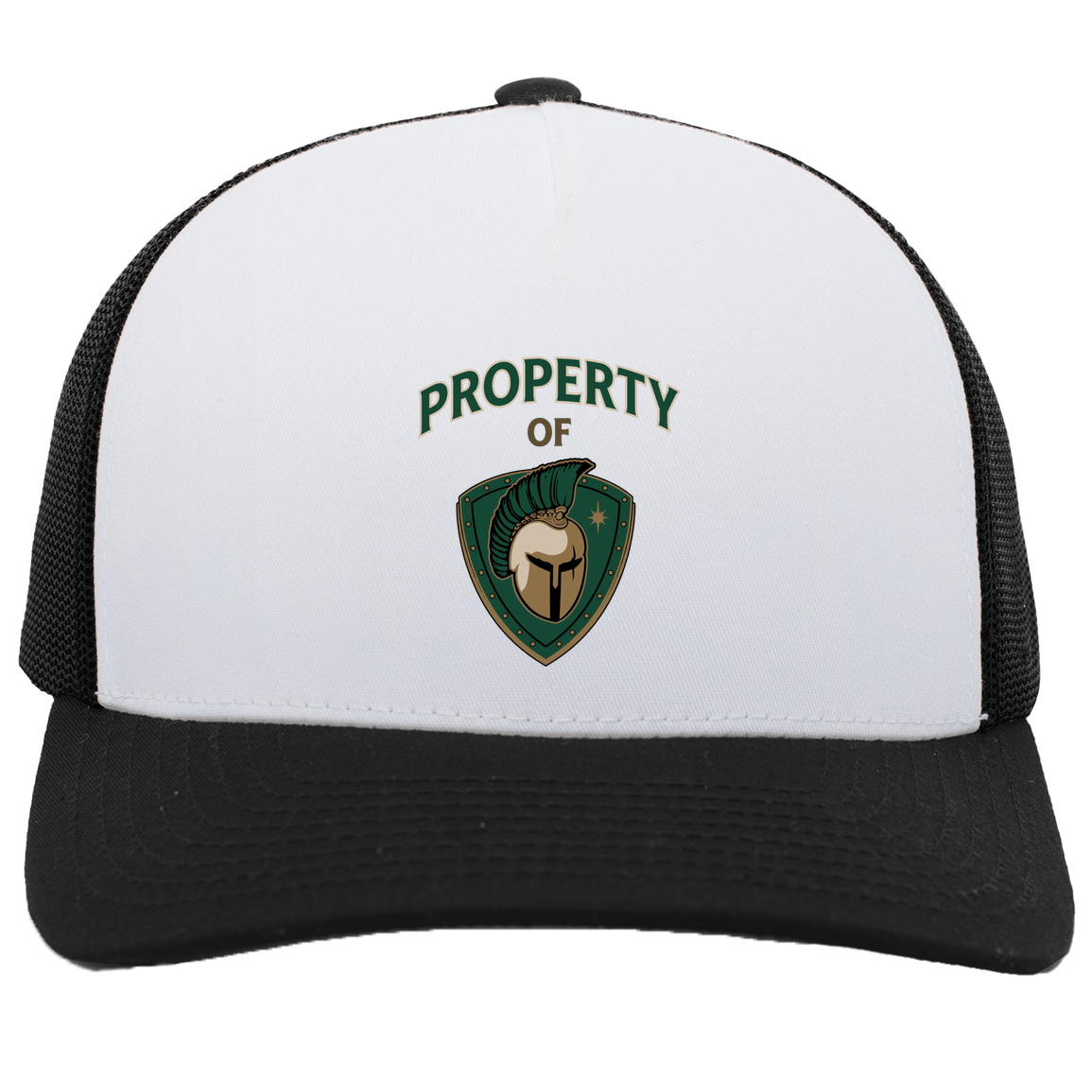 tc-titans-property-of-titans-pacific-headwear-5-panel-trucker-snapback-cap — White/Black — Front — source sha256 bf8fead8997da368037cb9b6225c1bff40477359754e9a7eba5cbce70b861727 — Color position 4