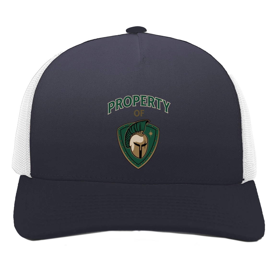 tc-titans-property-of-titans-pacific-headwear-5-panel-trucker-snapback-cap — Navy/White — Front — source sha256 f406a8618bb9546a8fdf517e977edf9874d5e6e196014a43f4eb879f81d7e30e — Color position 1