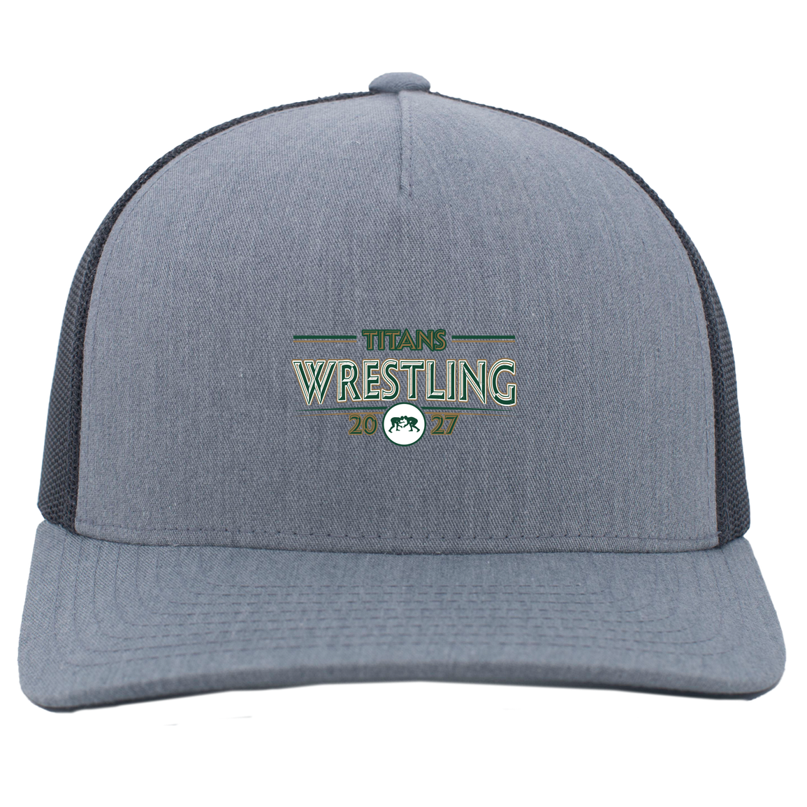 tc-titans-retro-takedown-pacific-headwear-5-panel-trucker-snapback-cap — Heather Grey/Light Charcoal — Front — source sha256 1072b206443ce04d4cd9496b5849ddb0890f7896d32b00027ef692cb47374ec1 — Color position 2