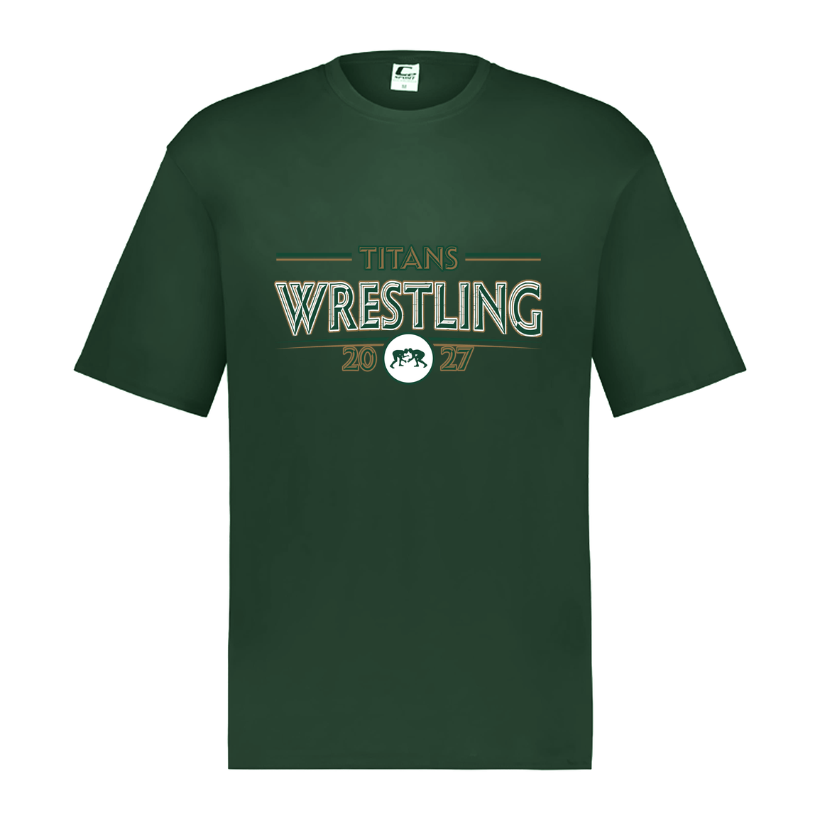 tc-titans-retro-takedown-c2-mens-performance-short-sleeve-tee — Dark Green — Front — source sha256 787bfe550ce80a60dba0040318e9c22cf26b5c4a26c7e6147fc065bb59901e9e — Color position 5