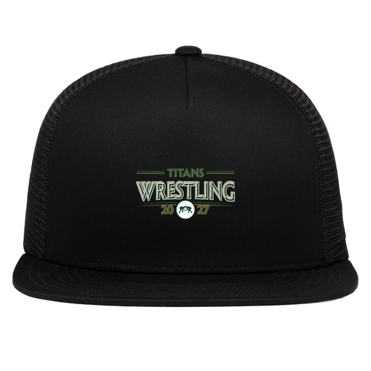 tc-titans-retro-takedown-pacific-headwear-d-series-5-panel-trucker-snapback-cap — Black — Front — source sha256 a145bce668688955b26a1bc91cb41962f29d077487e5cab9f3b6457fa4142f14 — Color position 1