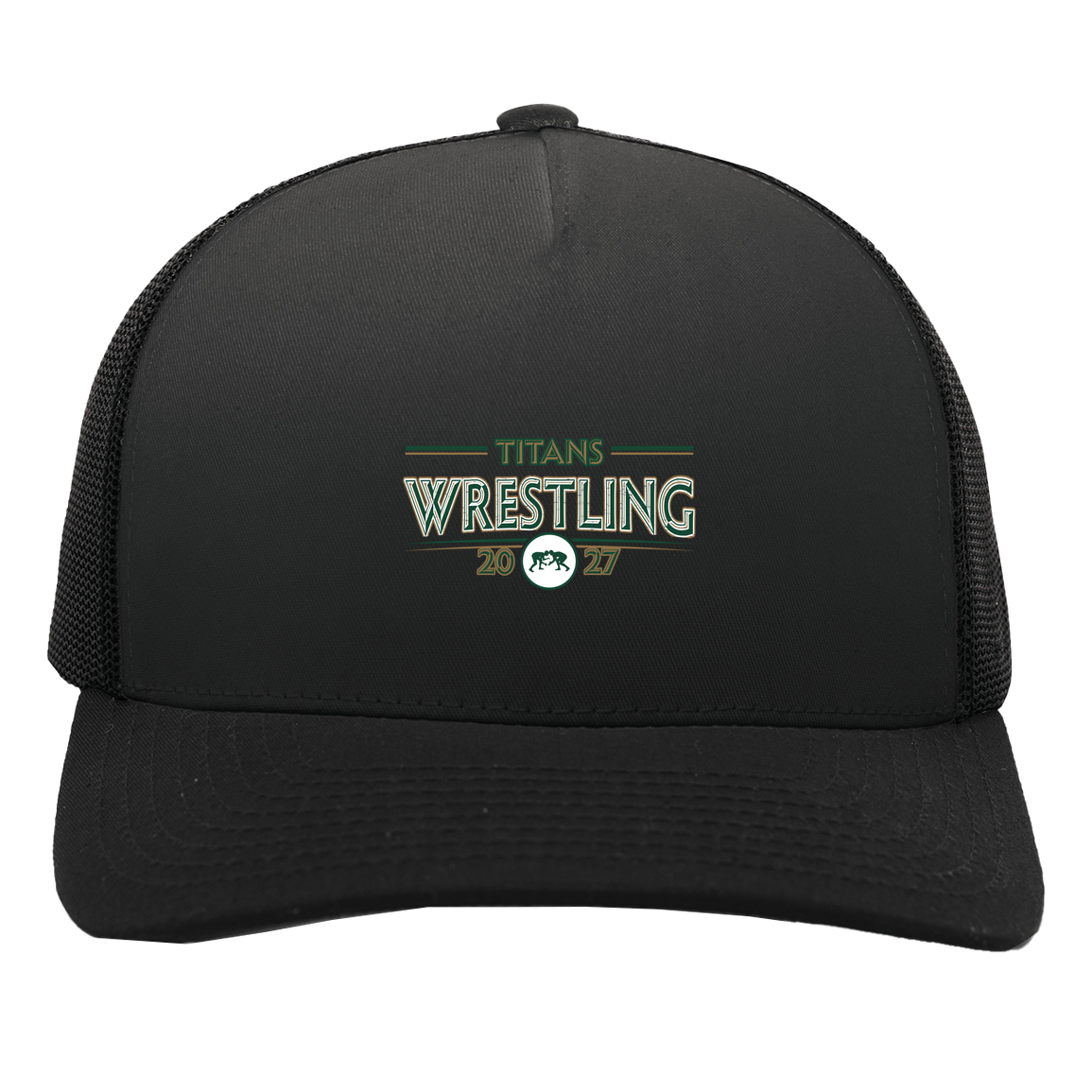tc-titans-retro-takedown-pacific-headwear-5-panel-trucker-snapback-cap — Black/Black — Front — source sha256 a1c0012b96dec0db47a285c681952fba0451f1c3ded466c9f91141e82b16e7b3 — Color position 3