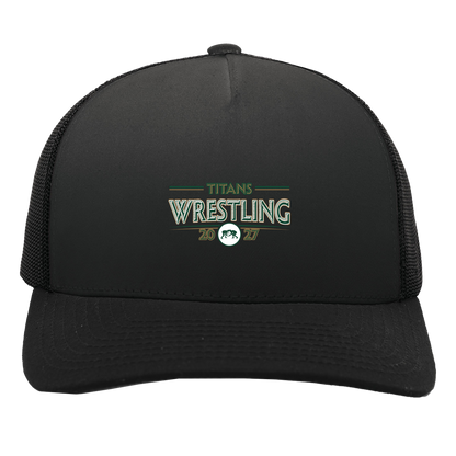 tc-titans-retro-takedown-pacific-headwear-5-panel-trucker-snapback-cap — Black/Black — Front — source sha256 a1c0012b96dec0db47a285c681952fba0451f1c3ded466c9f91141e82b16e7b3 — Color position 3