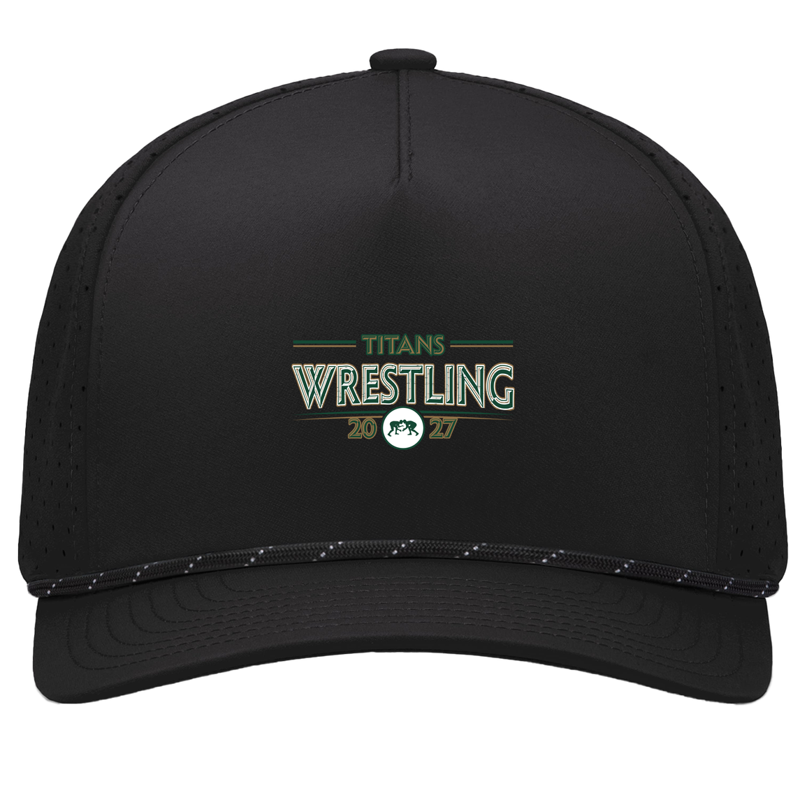 tc-titans-retro-takedown-pacific-headwear-weekender-perforated-snapback-cap — Black/Black — Front — source sha256 aec4bda52d8f99751e35199b67b2098ad93a3d56a9c947b3da7506da0af15bc9 — Color position 1