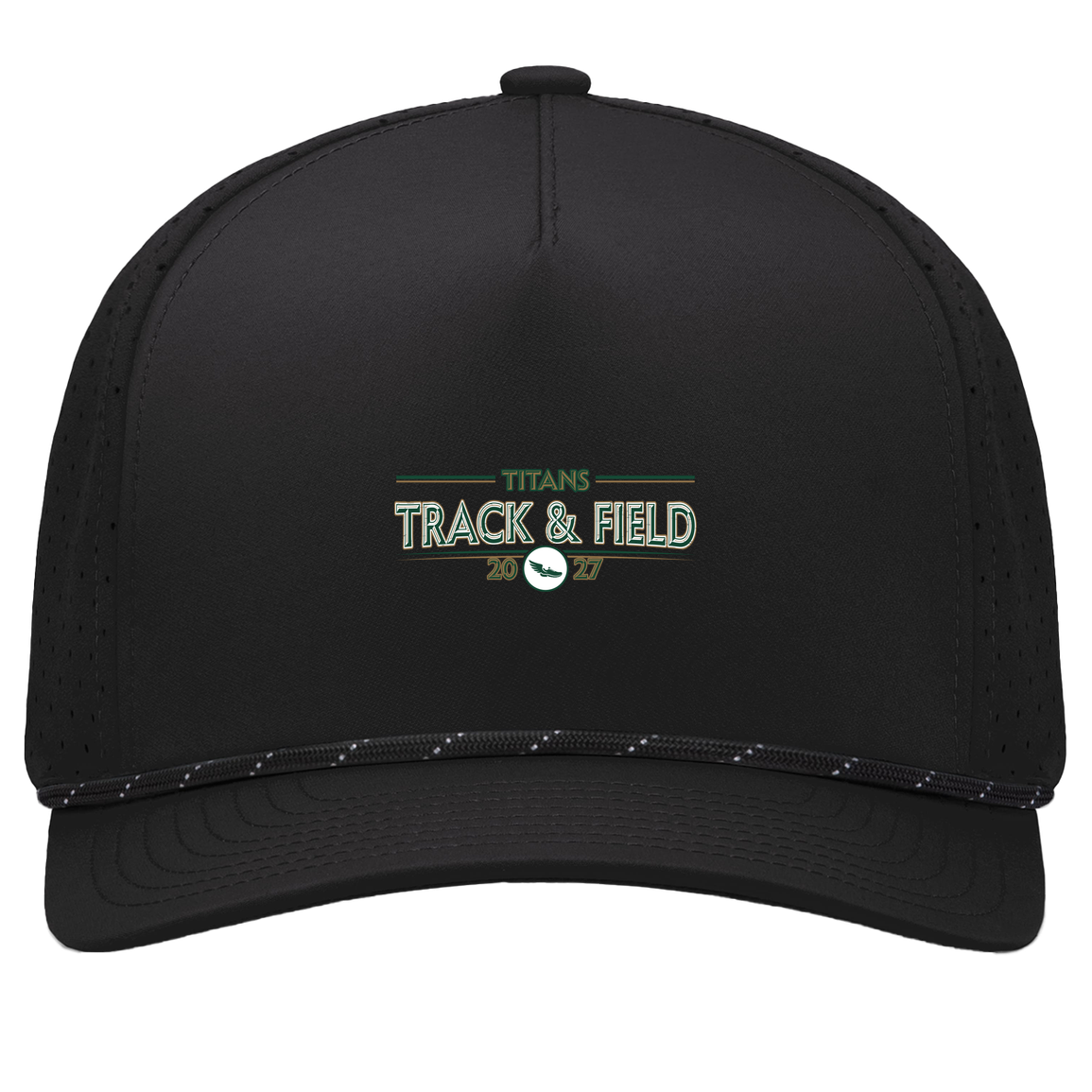 tc-titans-retro-winged-foot-pacific-headwear-weekender-perforated-snapback-cap — Black/Black — Front — source sha256 14aaea83790eb409e97e262ae45dff2138e74ecd707d4f42cdcc4ee7f4d7ac2d — Color position 1