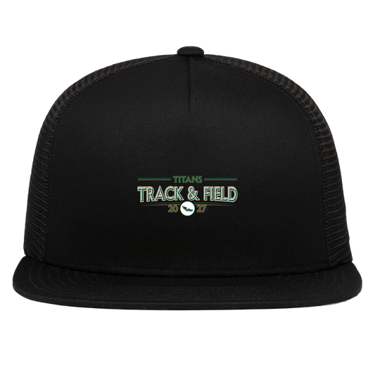 tc-titans-retro-winged-foot-pacific-headwear-d-series-5-panel-trucker-snapback-cap — Black — Front — source sha256 545f5d6978c6f6b02cb984efb36afd4d00aea807a506c272362ad303b85b94bd — Color position 1