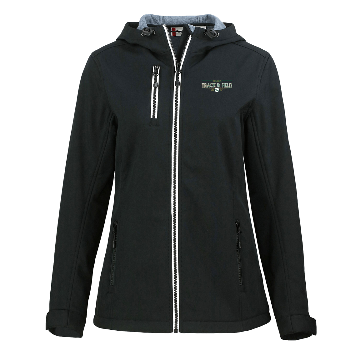 tc-titans-retro-winged-foot-clique-womens-eco-stretch-softshell-jacket — Black — Front — source sha256 9f99fcd8025442b42c4900c9324bff71f9c822f2ee6429c0743bd38e31a35b83 — Color position 1