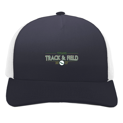 tc-titans-retro-winged-foot-pacific-headwear-5-panel-trucker-snapback-cap — Navy/White — Front — source sha256 b4b7bb4998912037ad45962aaa3a8c685a450bf25a4fdefac7e7c1dce2904897 — Color position 1