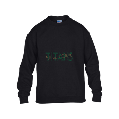 tc-titans-script-overlay-gildan-kids-heavy-blend-fleece-crew — Black — Front — source sha256 0eb2a6371b7fa7564c72bf2035e2238d24fcc7c1f1789e14be4a66f761696d4c — Color position 1