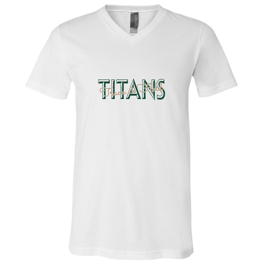 tc-titans-script-overlay-bella-canvas-unisex-jersey-ss-v-neck-t-shirt — White — Front — source sha256 6e2b8ae1b8c5dbd110377eedb086e4bd2098efbe2c27522707064e83ecee3536 — Color position 1