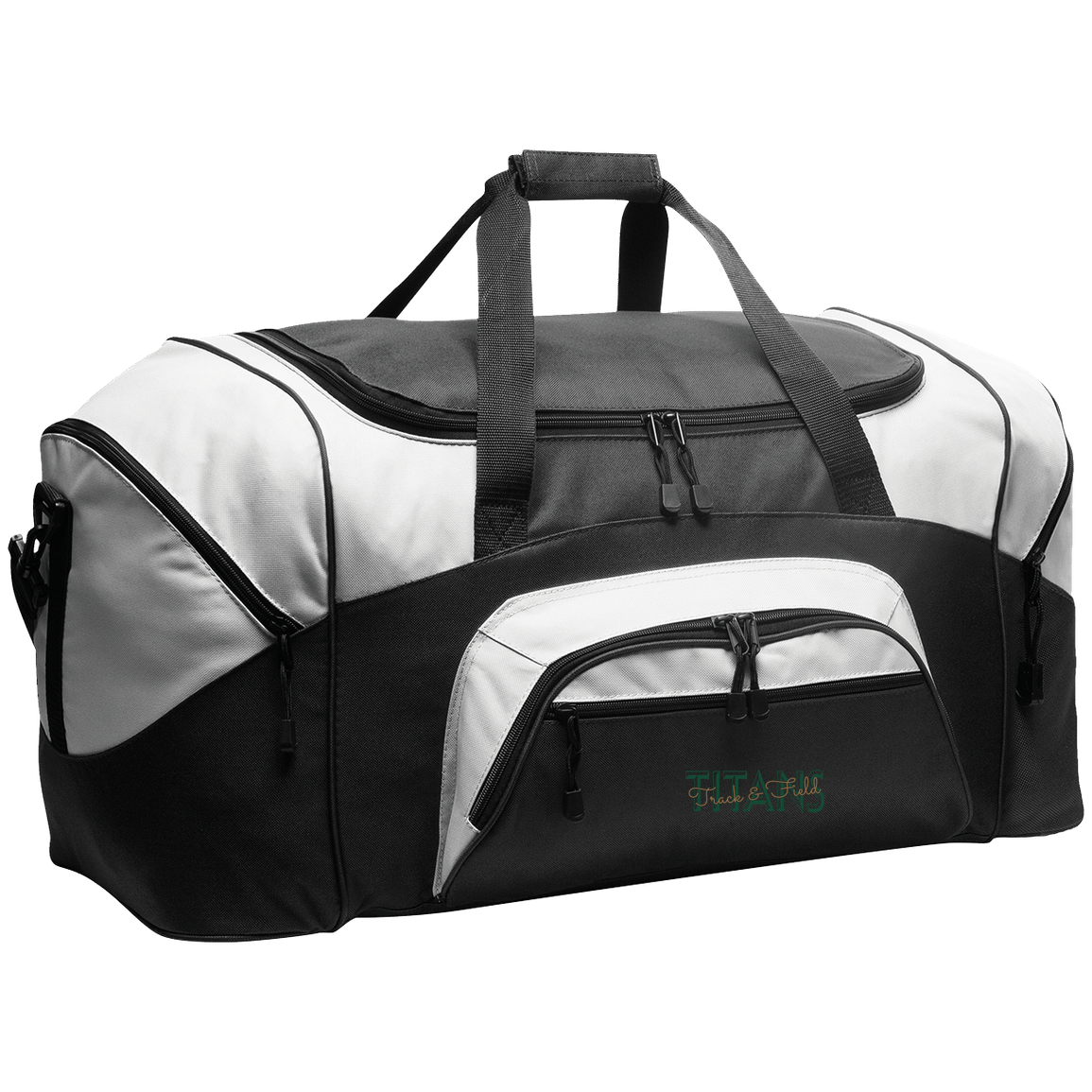 tc-titans-script-overlay-port-company-sport-duffel — Black/Gray — Front — source sha256 80439b95a97e1209104ffc1badbb264fe54af8e382e0e753ea27242bed625bc0 — Color position 1