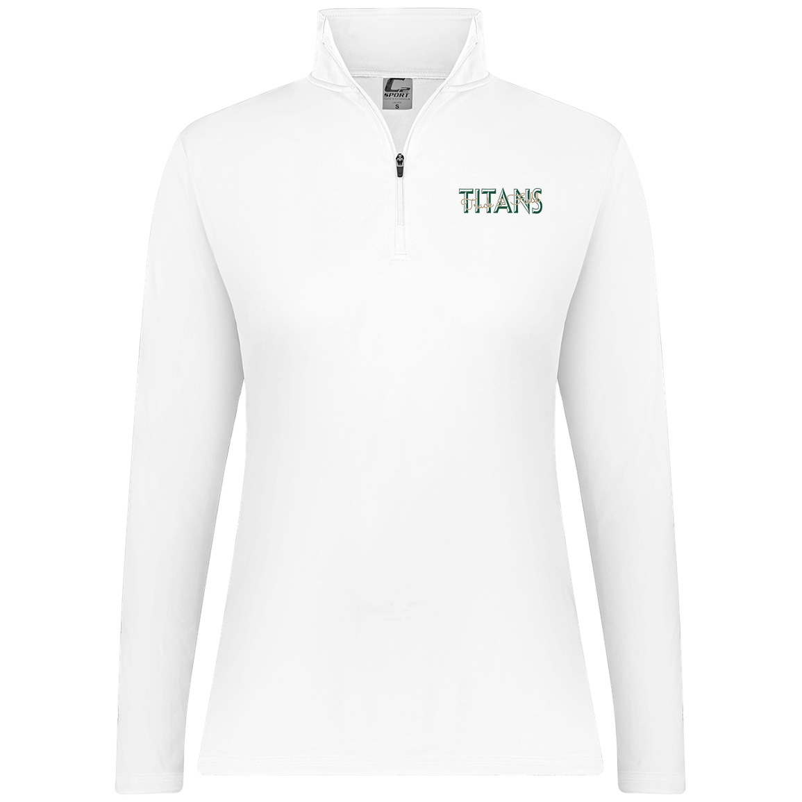 tc-titans-script-overlay-c2-womens-1-4-zip-pullover — White — Front — source sha256 b1a8aad747d9b0f70b73a83b2ac1b68eb4cc0f2194fd86f5895a59038a000cb0 — Color position 3