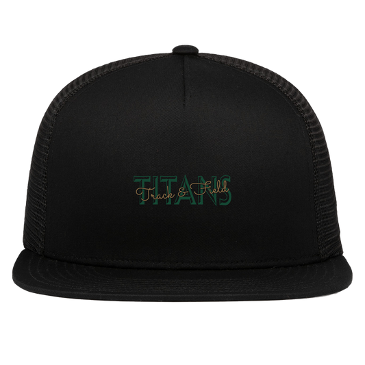 tc-titans-script-overlay-pacific-headwear-d-series-5-panel-trucker-snapback-cap — Black — Front — source sha256 c0c62561fa0930cb502413043898589c0ffff9073cd729cbbd611c5695eca71b — Color position 1