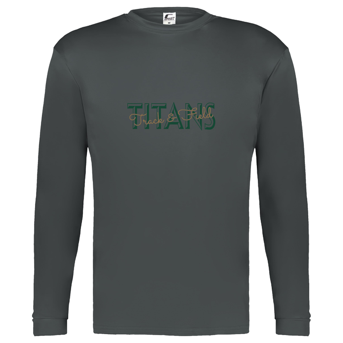 tc-titans-script-overlay-c2-kids-performance-long-sleeve-tee — Graphite — Front — source sha256 dc248c7d0b33e1f1bb9b1fcec70996133c9bb3620ef5523c70cb626c27598f6f — Color position 2