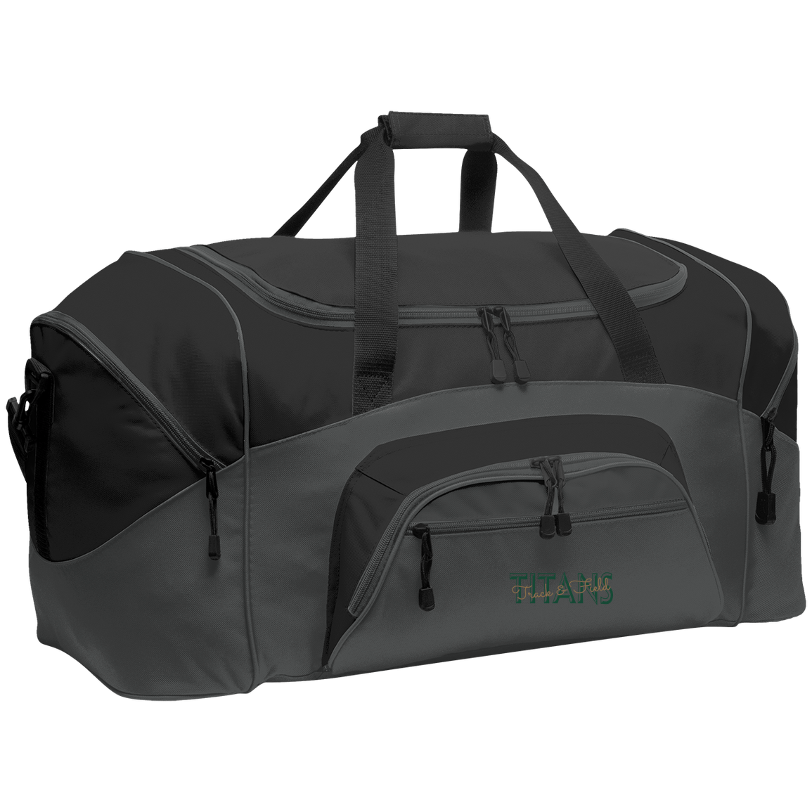 tc-titans-script-overlay-port-company-sport-duffel — Dark Charcoal/Black — Front — source sha256 e2ef5146155e4b1872544d3d7e4c0d85a0694b6f283dfbbf6104aaa8d8158b57 — Color position 2