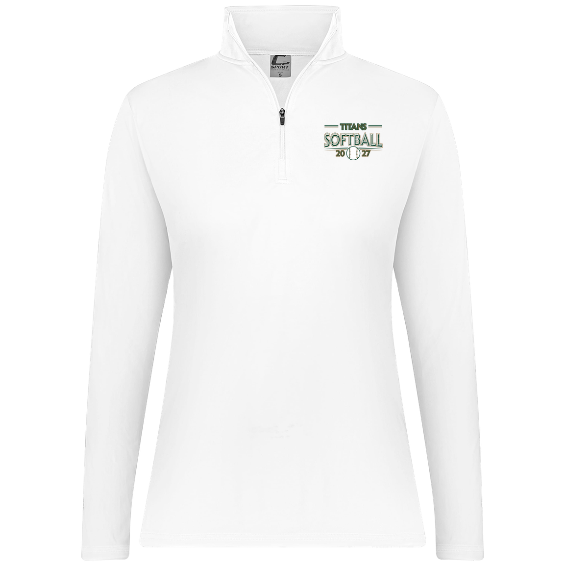 tc-titans-season-arc-c2-womens-1-4-zip-pullover — White — Front — source sha256 06c57cf4c2cace82f1013155e39241e98c5606e9bb2908880c02dfb9880230ca — Color position 3