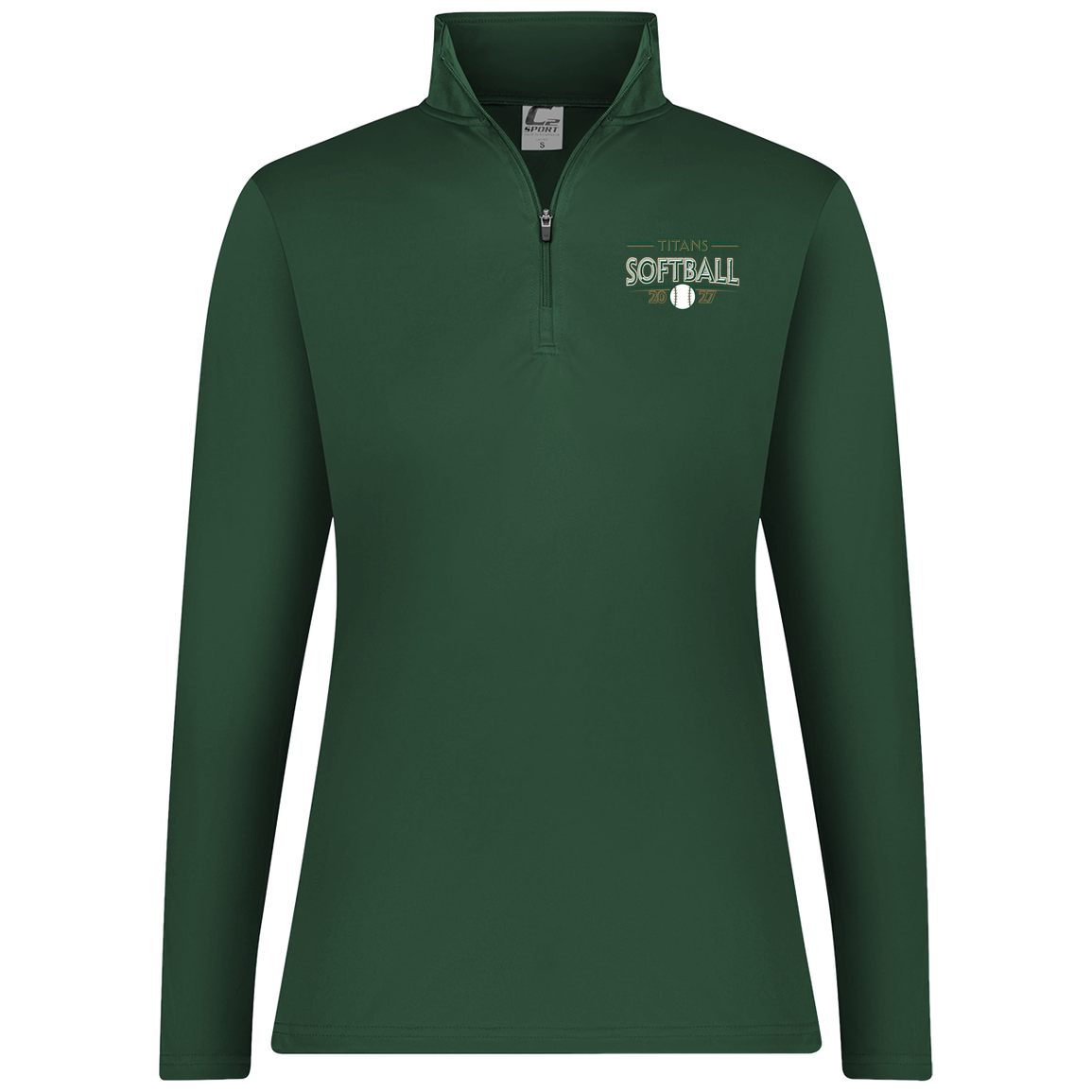 tc-titans-season-arc-c2-womens-1-4-zip-pullover — Dark Green — Front — source sha256 40ff1f3e45571ab4c6b7084ca97fcf1f9358a1f181d5a65ca7dc61146e86f6e4 — Color position 5