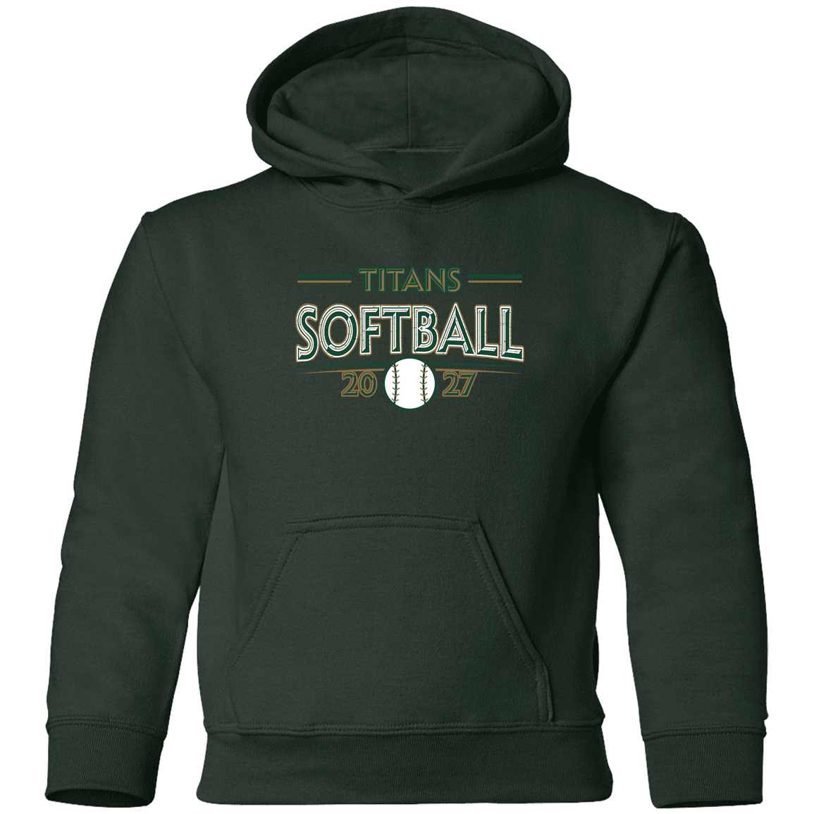 tc-titans-season-arc-gildan-youth-pullover-hoodie — Forest Green — Front — source sha256 59b225d39920dbe32fea58447756ed8f8afd1eac0be32a81522a76aae6d9286f — Color position 5