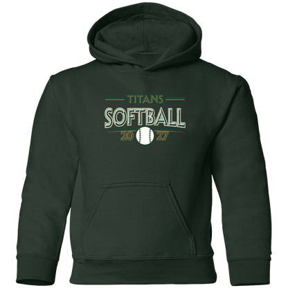 tc-titans-season-arc-gildan-youth-pullover-hoodie — Forest Green — Front — source sha256 59b225d39920dbe32fea58447756ed8f8afd1eac0be32a81522a76aae6d9286f — Color position 5