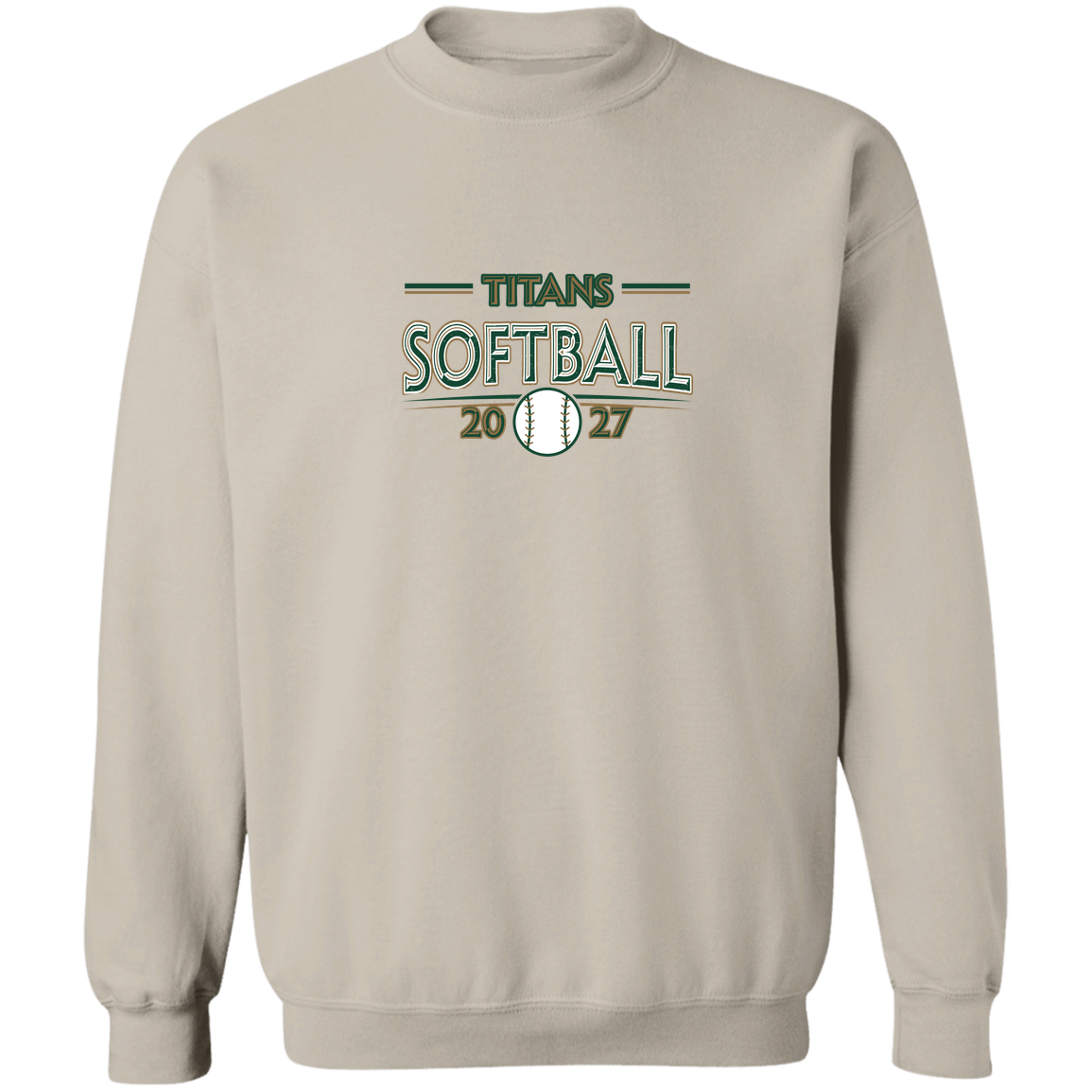 tc-titans-season-arc-gildan-crewneck-pullover-sweatshirt — Sand — Front — source sha256 79cf519c868ac830510feb5793a7342e1b136b5e2f708132216e6e28d2931222 — Color position 5
