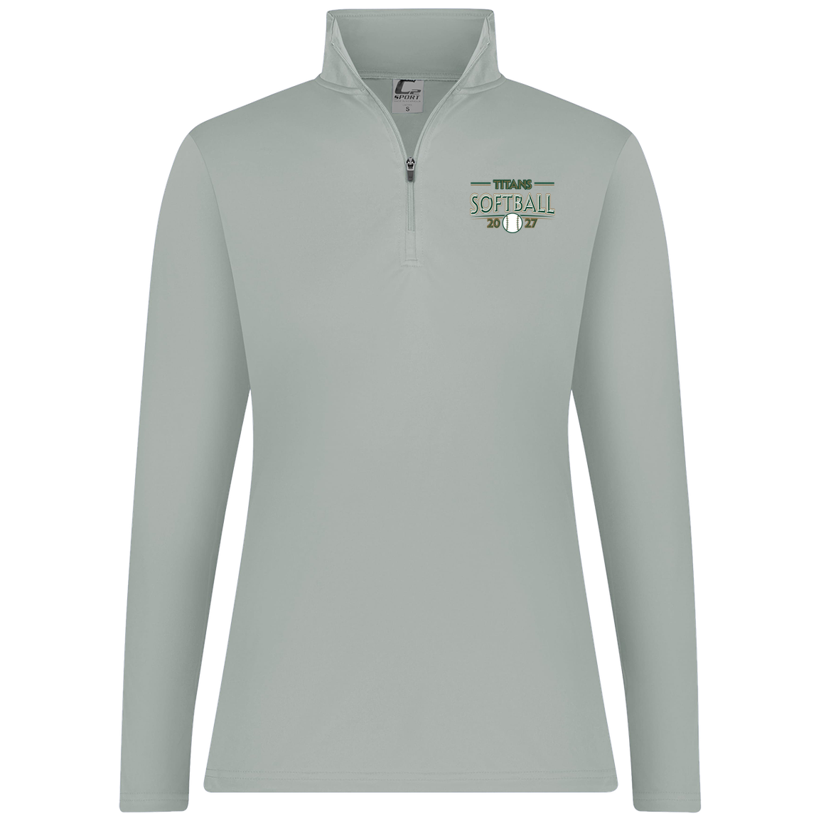 tc-titans-season-arc-c2-womens-1-4-zip-pullover — Silver — Front — source sha256 80b170d556d4323514d1d920b15674472e72b16ae05511a85392a406e504230d — Color position 2