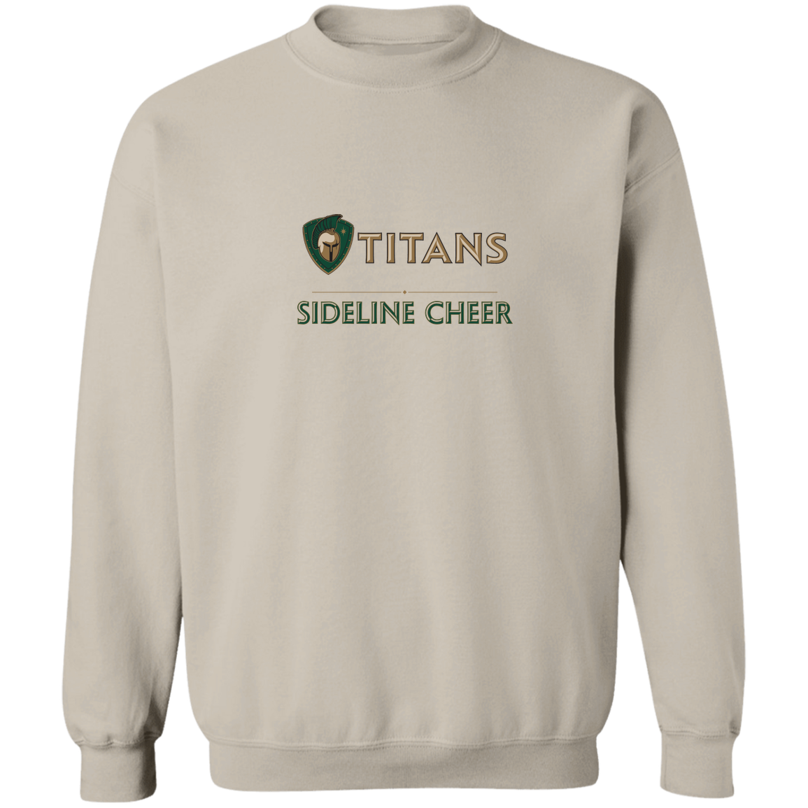 tc-titans-sideline-cheer-basic-gildan-crewneck-pullover-sweatshirt — Sand — Front — source sha256 047174db79248bfe35d934f86ab0deb5a8fa5727f81f42af08dcf80167f9e909 — Color position 5
